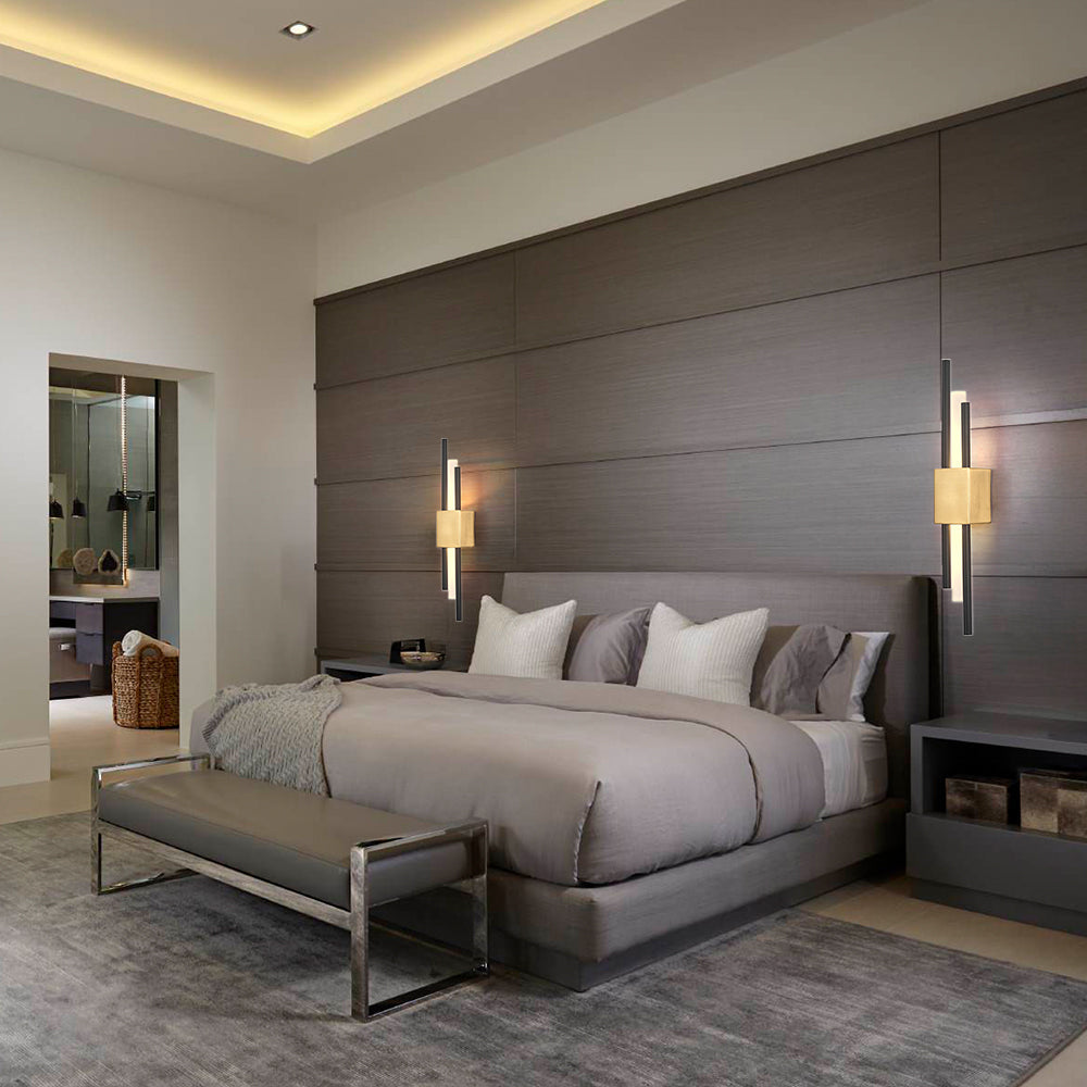 Modern Black and Gold Wall Sconce | LED Indoor Lighting Fixture