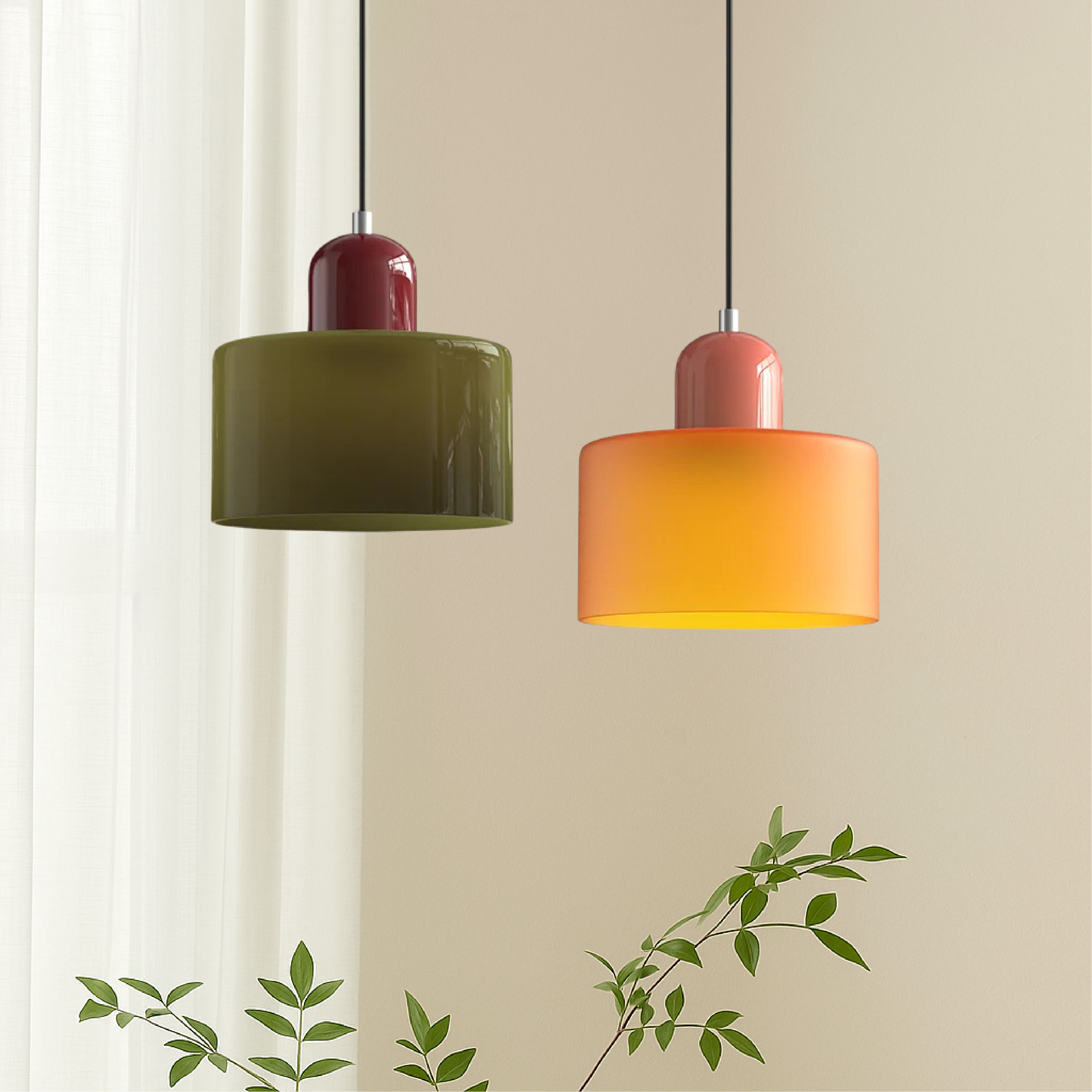 Bauhaus Pendant Light | Modern Geometric Colorful Glass Lamp