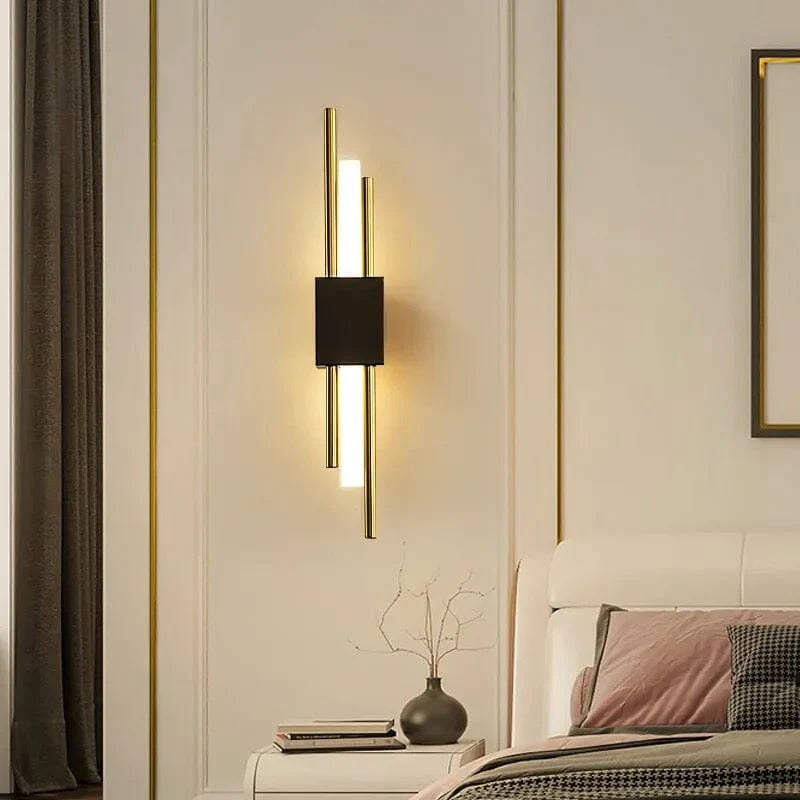 Modern Black and Gold Wall Sconce | LED Indoor Lighting Fixture