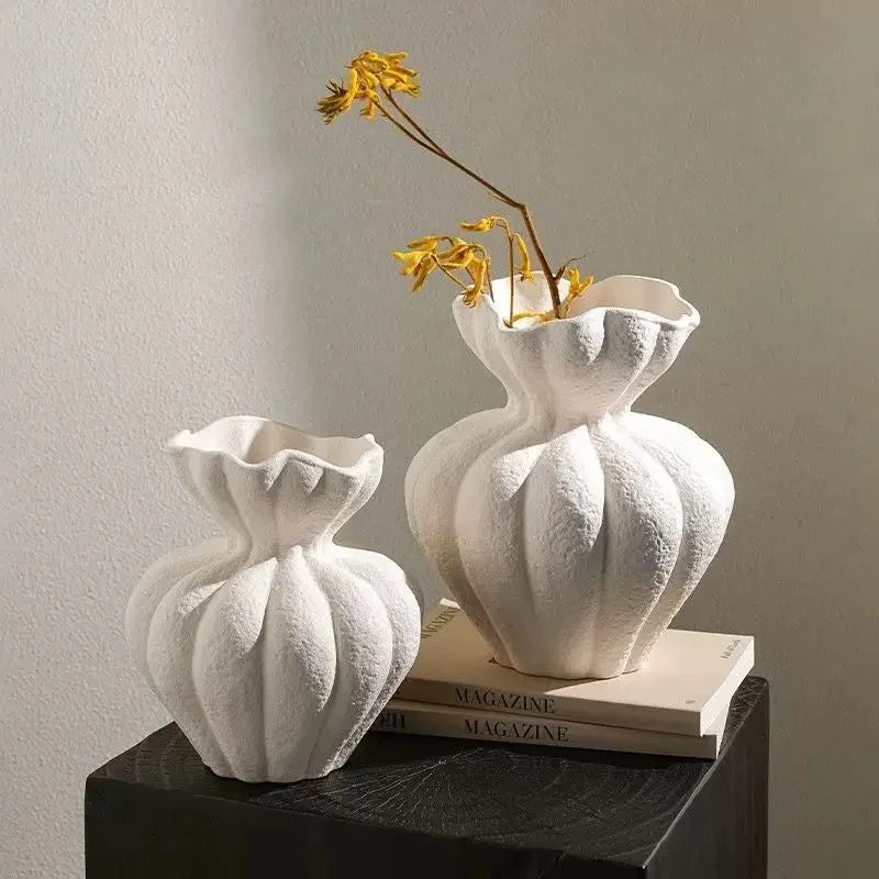 Modern White Ceramic Vase | Handmade Eco-Friendly Tabletop Decor