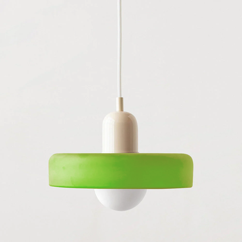 Bauhaus Colored Glass Pendant | Modern Cylindrical Ceiling Light