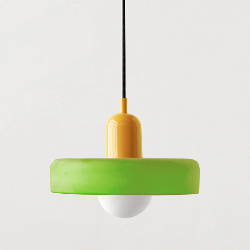 Bauhaus Colored Glass Pendant | Modern Cylindrical Ceiling Light