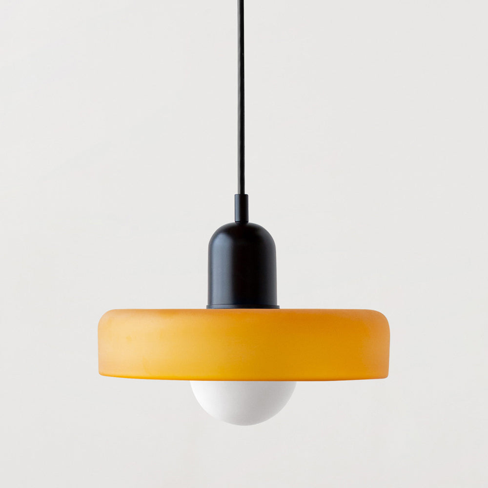 Bauhaus Colored Glass Pendant | Modern Cylindrical Ceiling Light