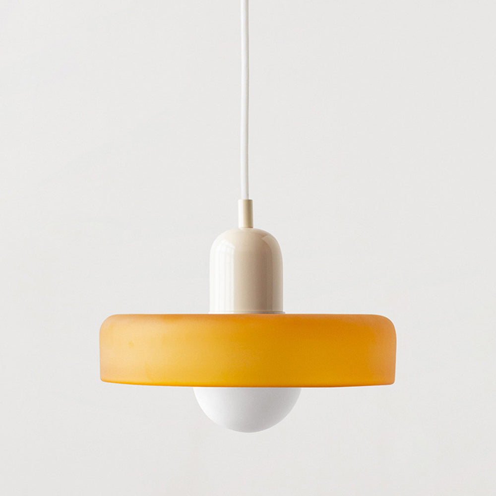 Bauhaus Colored Glass Pendant | Modern Cylindrical Ceiling Light