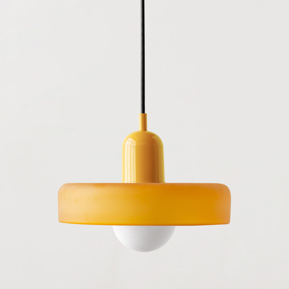 Bauhaus Colored Glass Pendant | Modern Cylindrical Ceiling Light