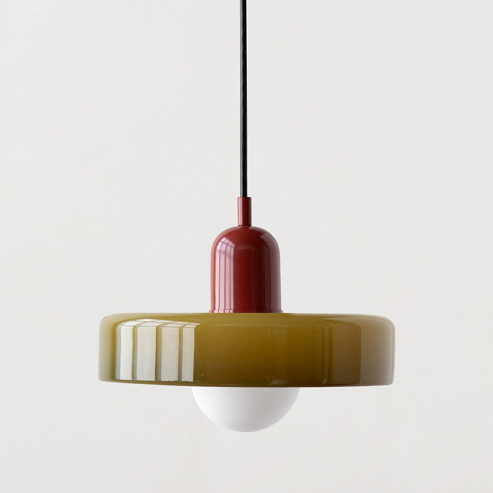Bauhaus Colored Glass Pendant | Modern Cylindrical Ceiling Light