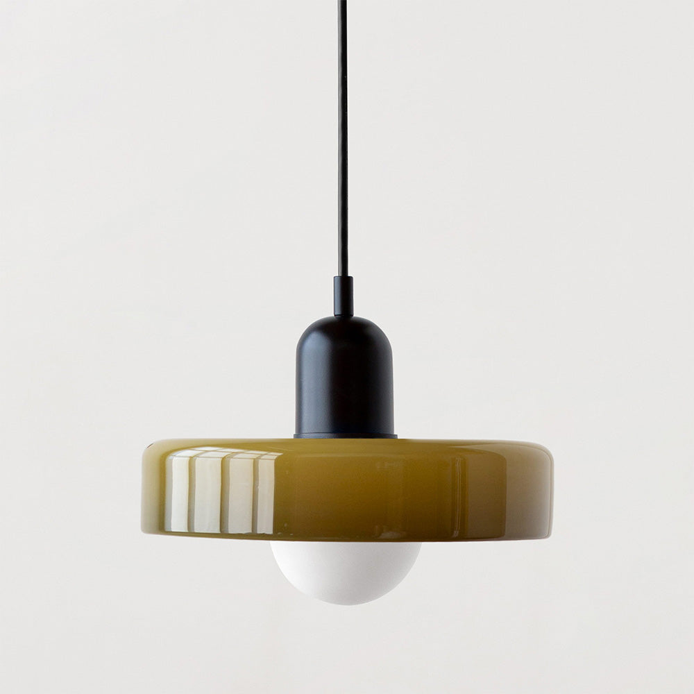 Bauhaus Colored Glass Pendant | Modern Cylindrical Ceiling Light