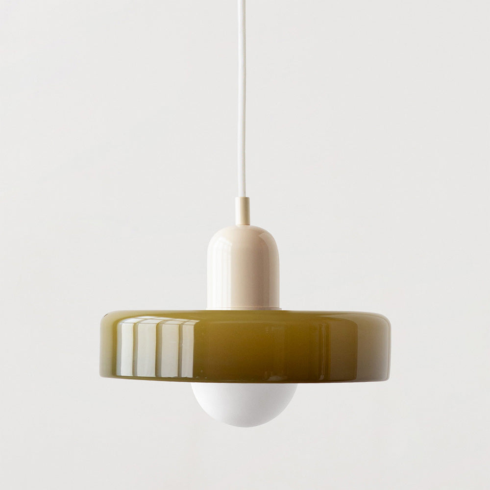 Bauhaus Colored Glass Pendant | Modern Cylindrical Ceiling Light