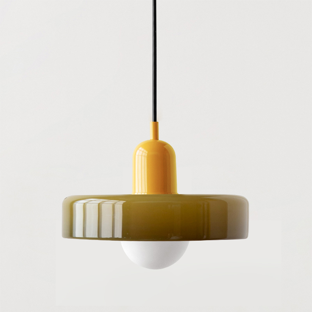 Bauhaus Colored Glass Pendant | Modern Cylindrical Ceiling Light