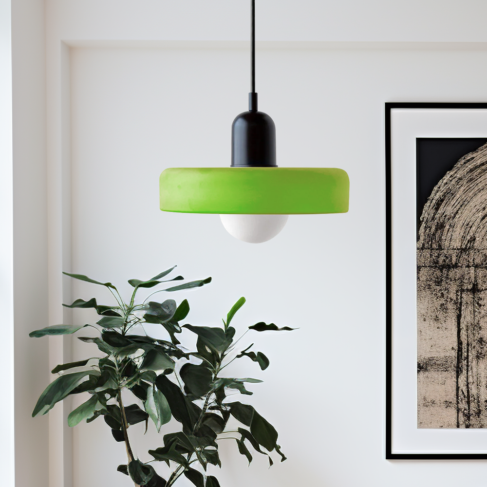 Bauhaus Colored Glass Pendant | Modern Cylindrical Ceiling Light