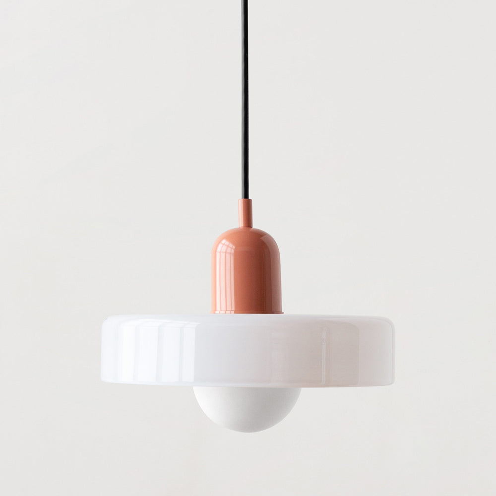 Bauhaus Colored Glass Pendant | Modern Cylindrical Ceiling Light