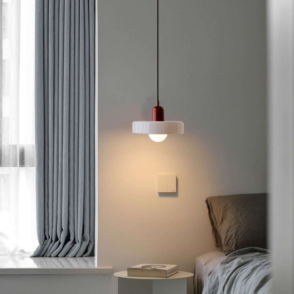 Bauhaus Colored Glass Pendant | Modern Cylindrical Ceiling Light