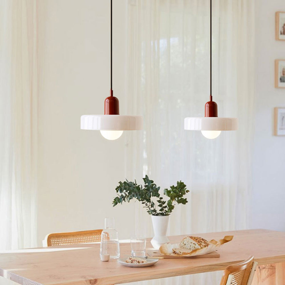 Bauhaus Colored Glass Pendant | Modern Cylindrical Ceiling Light