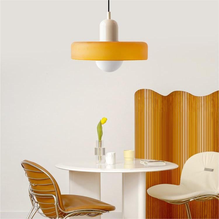 Bauhaus Colored Glass Pendant | Modern Cylindrical Ceiling Light