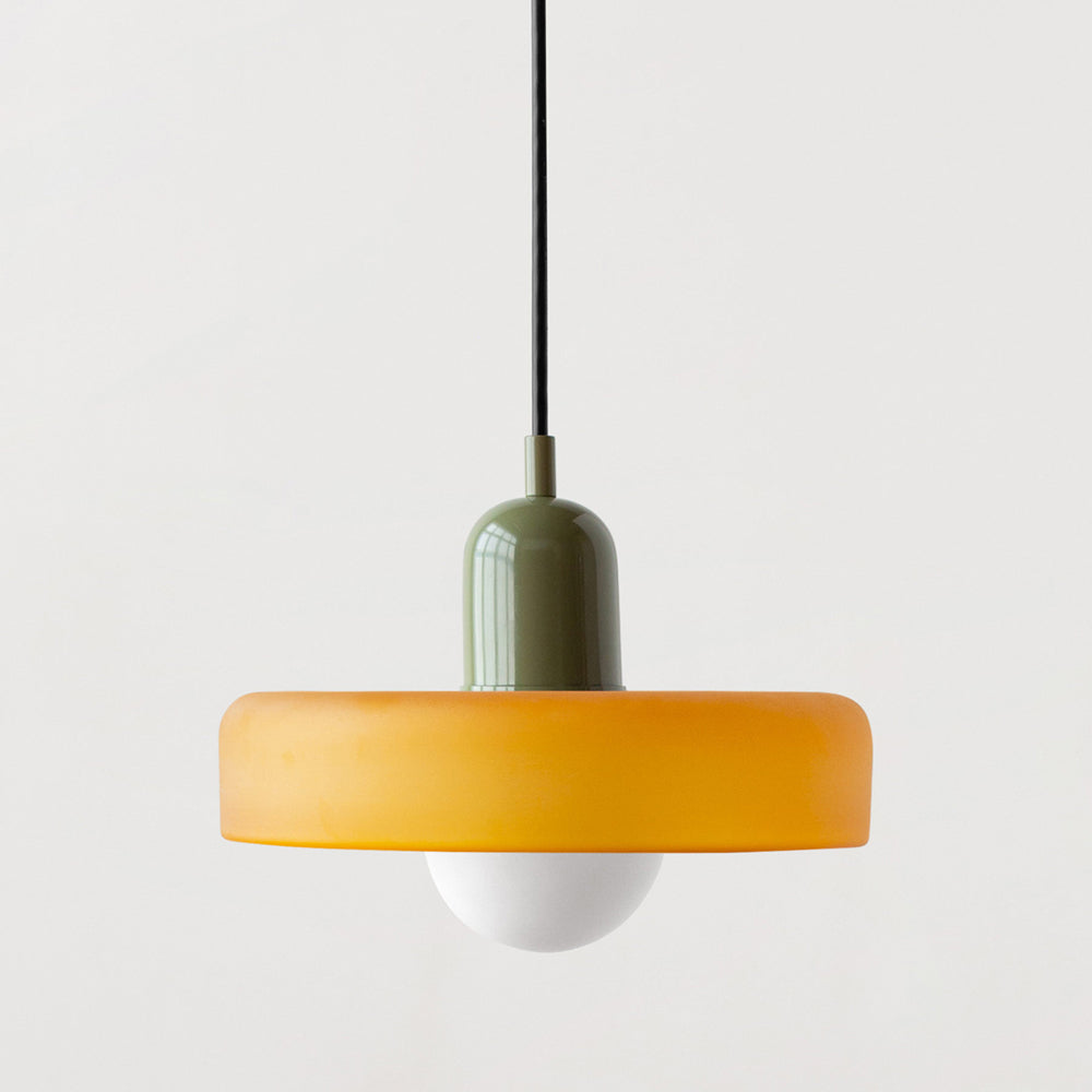 Bauhaus Colored Glass Pendant | Modern Cylindrical Ceiling Light