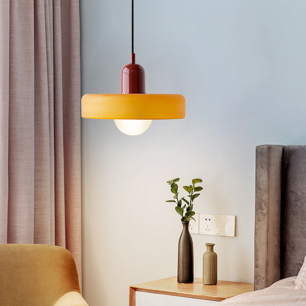 Bauhaus Colored Glass Pendant | Modern Cylindrical Ceiling Light