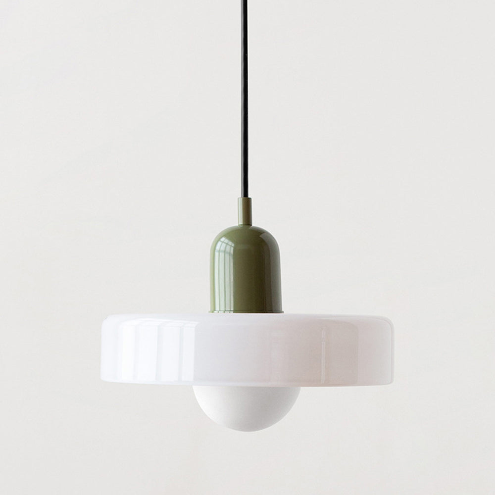 Bauhaus Colored Glass Pendant | Modern Cylindrical Ceiling Light