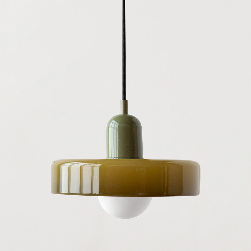 Bauhaus Colored Glass Pendant | Modern Cylindrical Ceiling Light