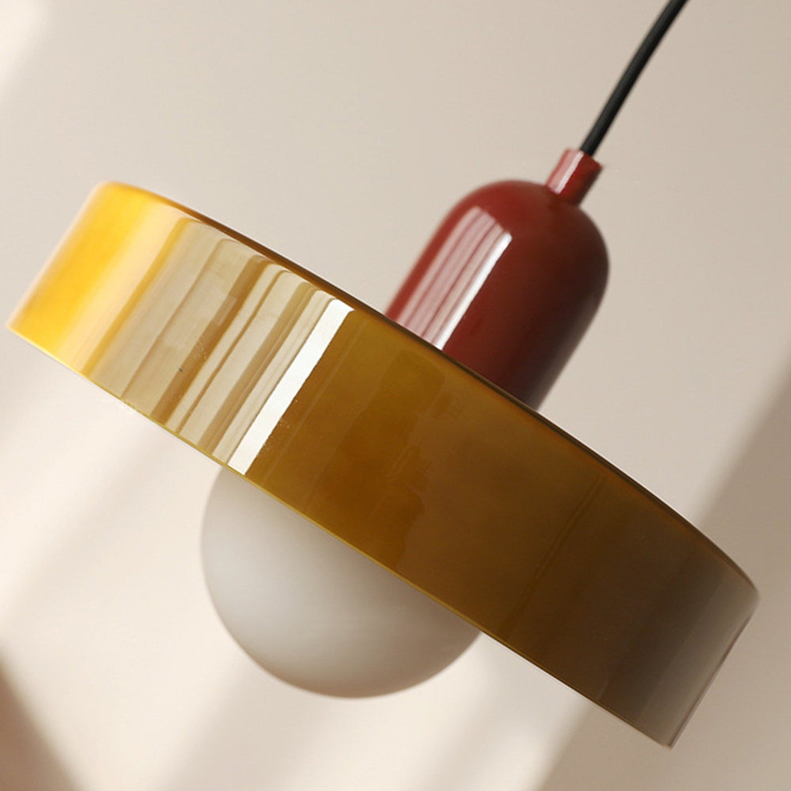 Bauhaus Colored Glass Pendant | Modern Cylindrical Ceiling Light