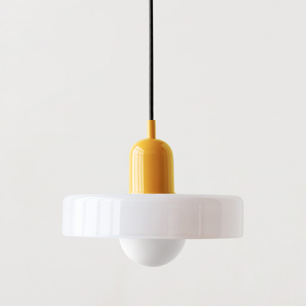 Bauhaus Colored Glass Pendant | Modern Cylindrical Ceiling Light