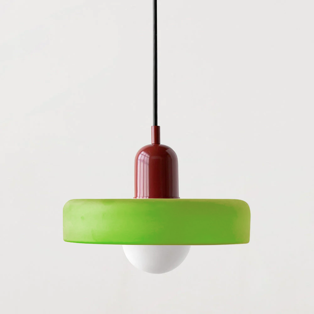 Bauhaus Colored Glass Pendant | Modern Cylindrical Ceiling Light