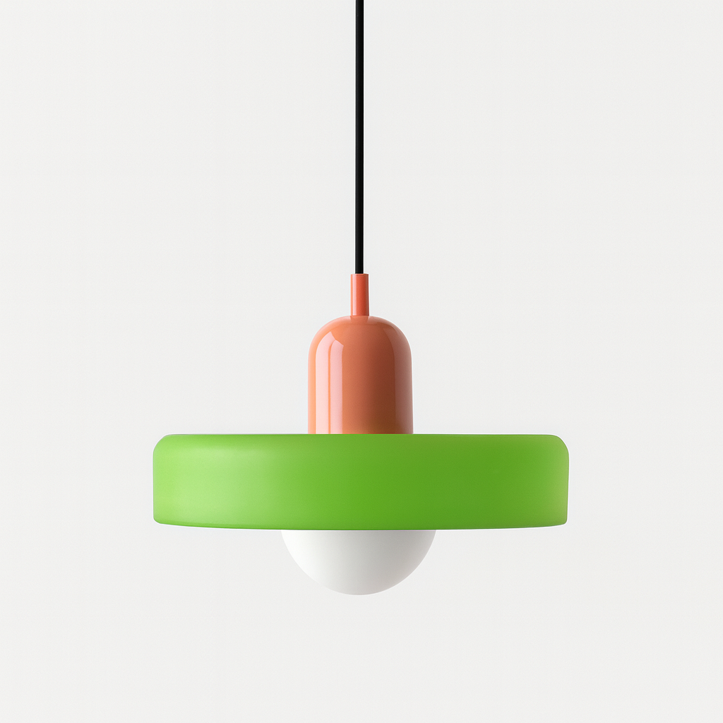 Bauhaus Colored Glass Pendant | Modern Cylindrical Ceiling Light
