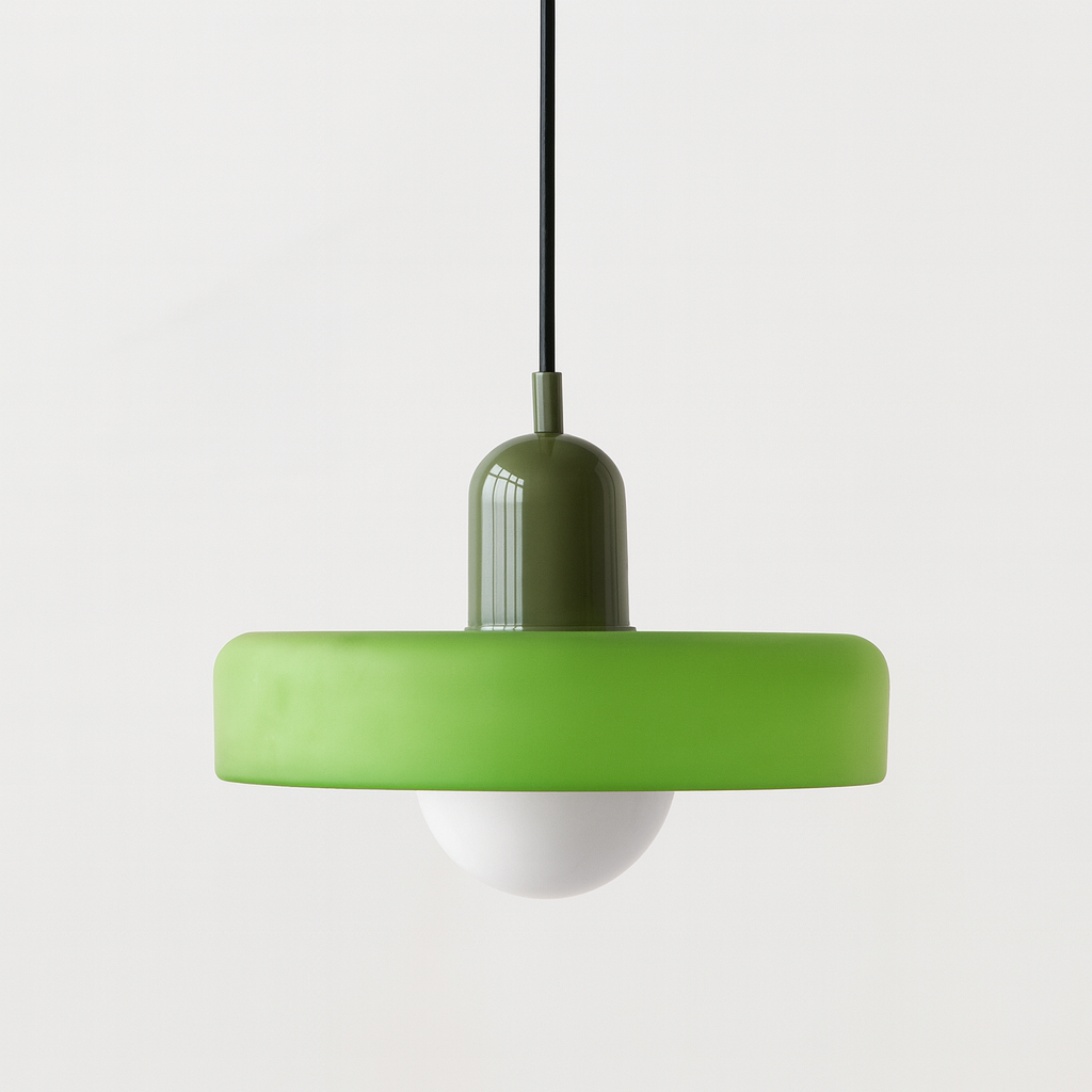 Bauhaus Colored Glass Pendant | Modern Cylindrical Ceiling Light
