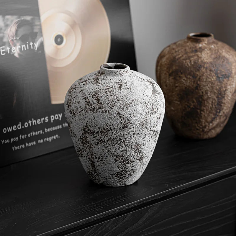 Traditional Chinese Style Ceramic Vase | Matte Opaque Tabletop Decor