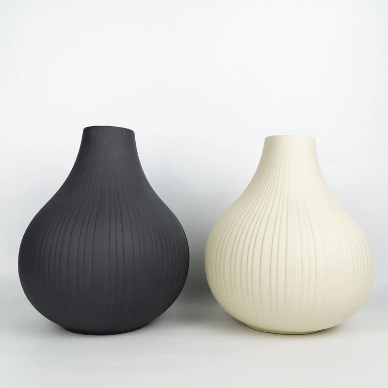 Nordic Modern Matte Ceramic Vase | Large Tabletop Flower Decor
