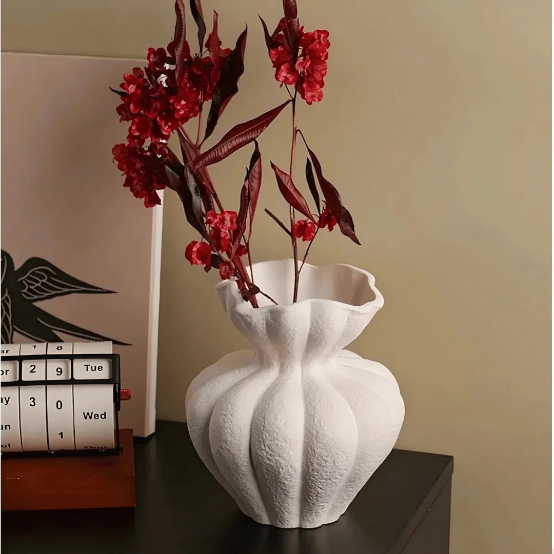 Modern White Ceramic Vase | Handmade Eco-Friendly Tabletop Decor