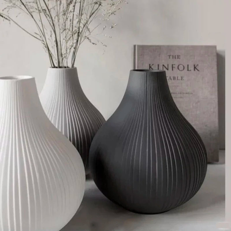 Nordic Modern Matte Ceramic Vase | Minimalist Tabletop Flower Decor