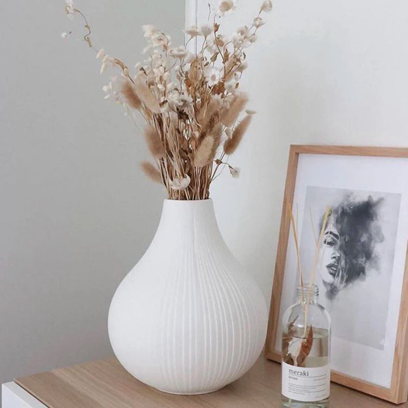 Nordic Modern Matte Ceramic Vase | Minimalist Tabletop Flower Decor