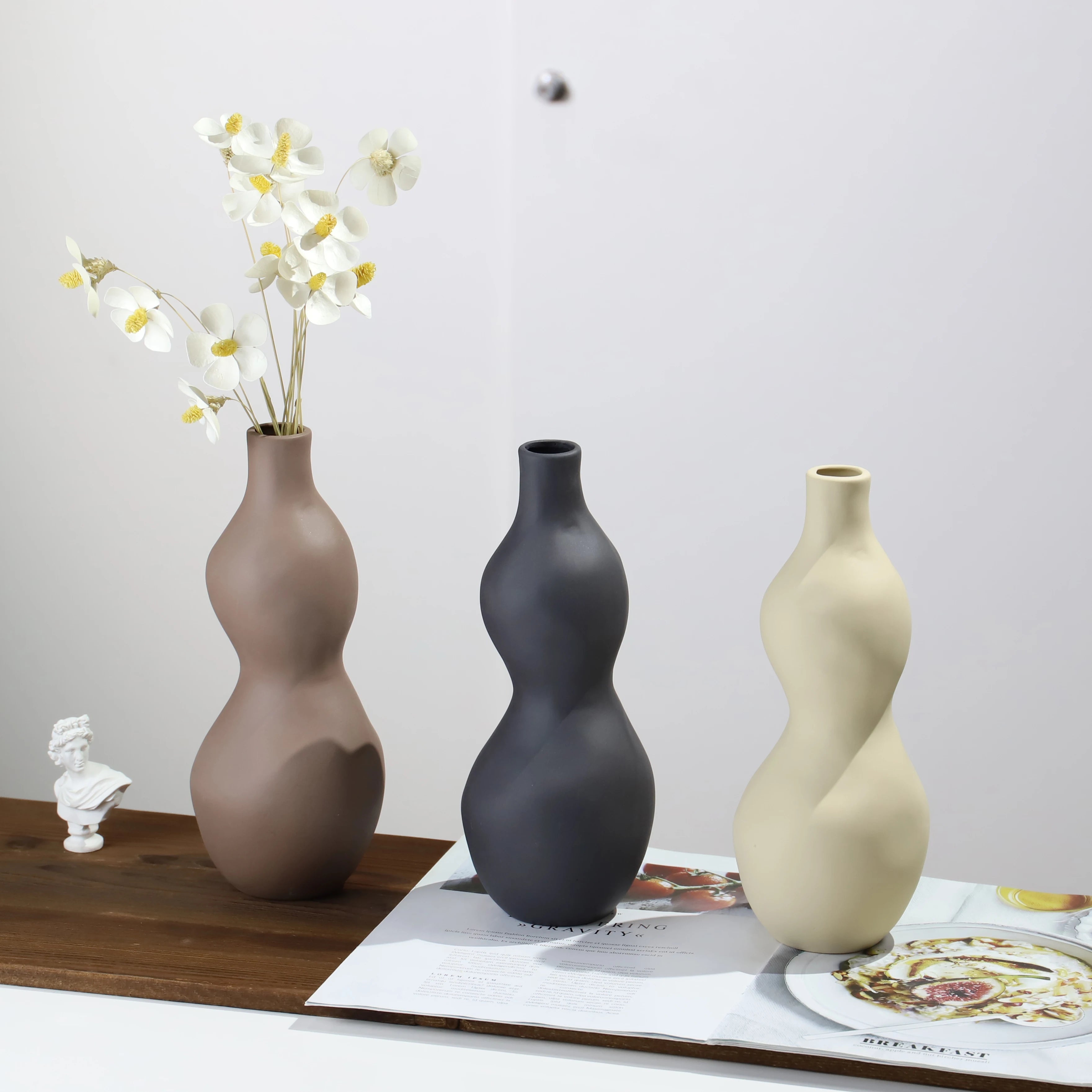 Nordic Modern Ceramic Vase | Minimalist Rustic Tabletop Decor