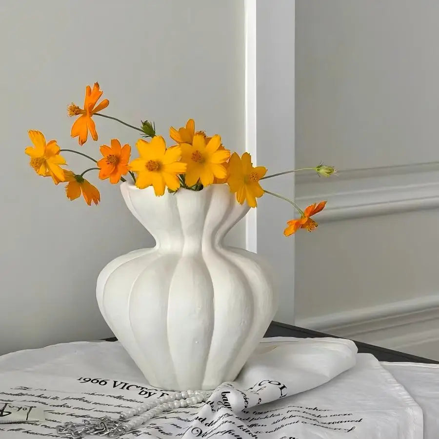 Modern White Ceramic Vase | Handmade Eco-Friendly Tabletop Decor