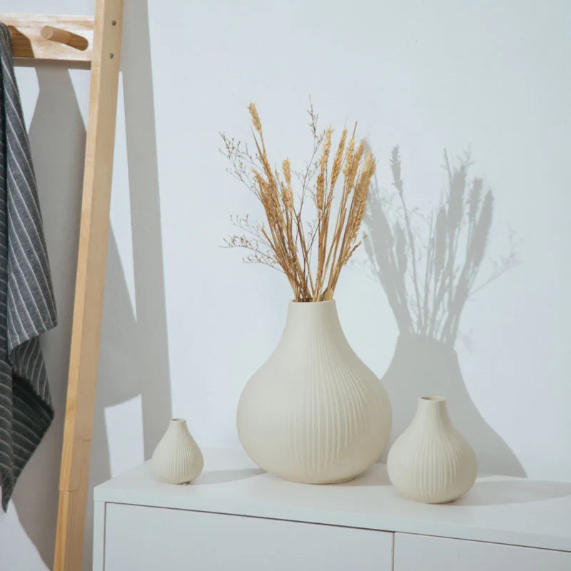 Nordic Modern Matte Ceramic Vase | Minimalist Tabletop Flower Decor