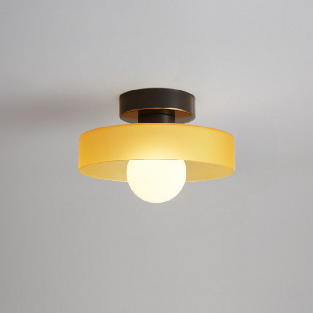 French Bauhaus Ceiling Light | Modern Brass & Glass LED Fixture