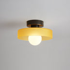 French Bauhaus Ceiling Light | Modern Brass & Glass LED Fixture