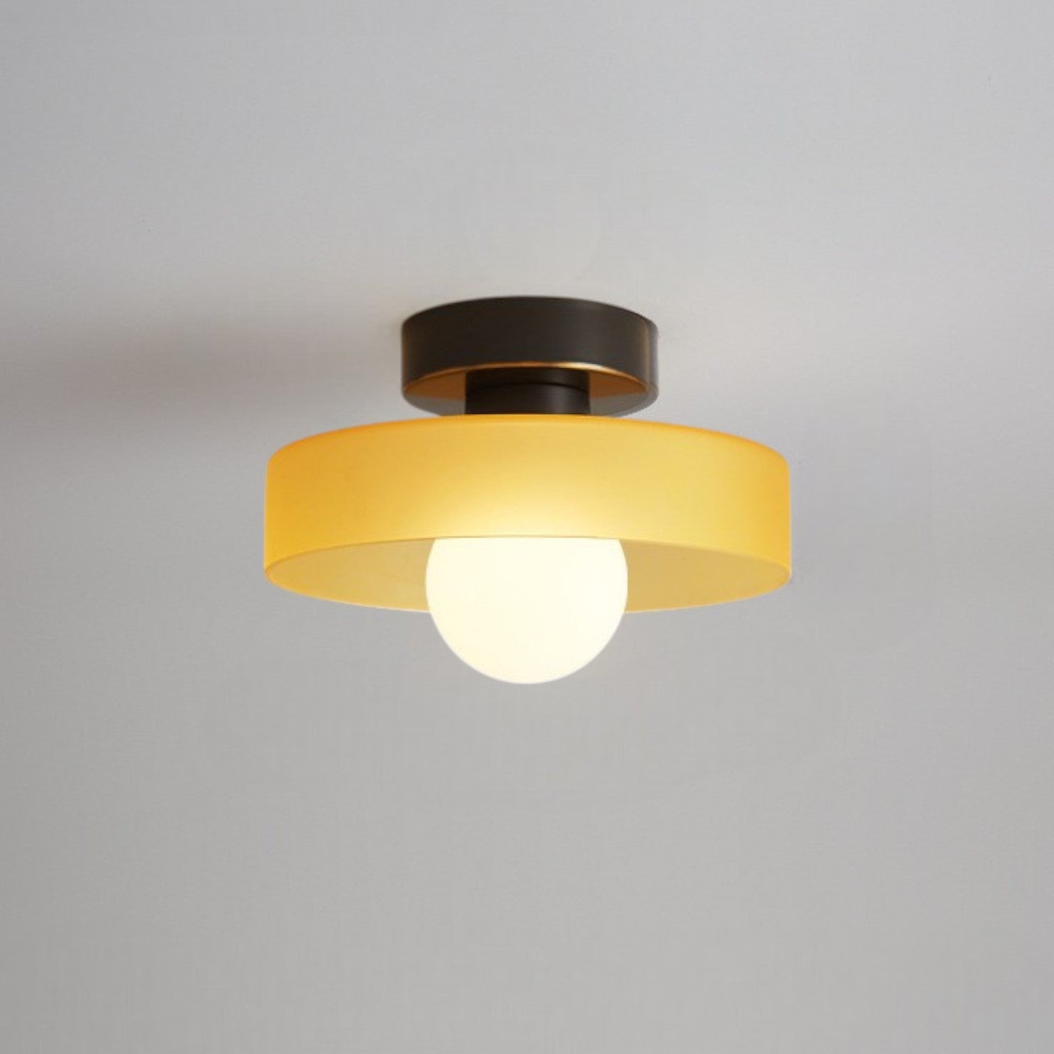 French Bauhaus Ceiling Light | Modern Brass & Glass LED Fixture