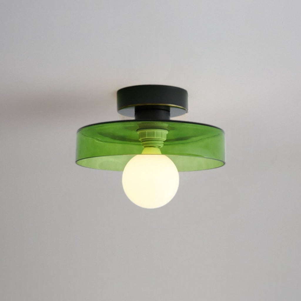 French Bauhaus Ceiling Light | Modern Brass & Glass LED Fixture