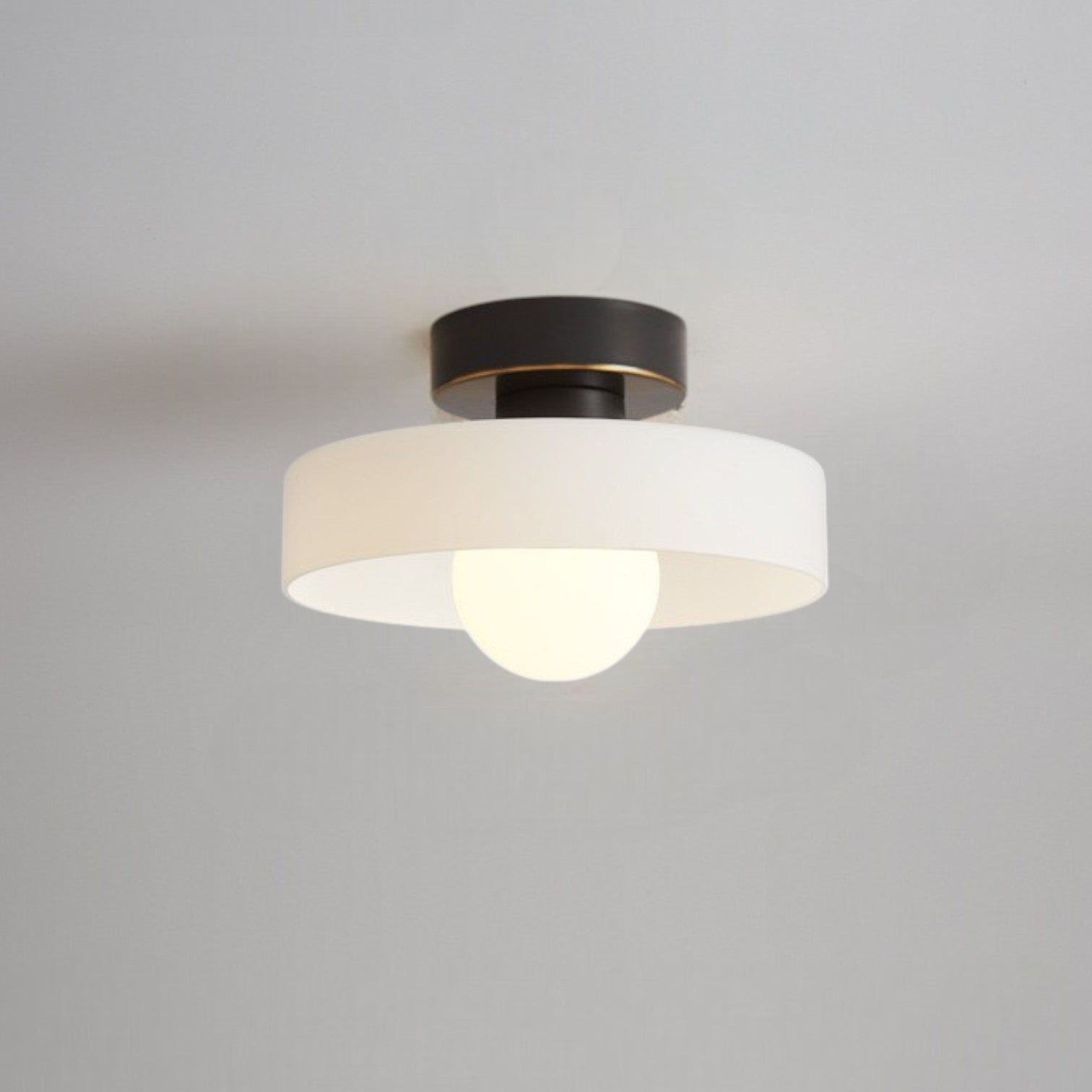French Bauhaus Ceiling Light | Modern Brass & Glass LED Fixture
