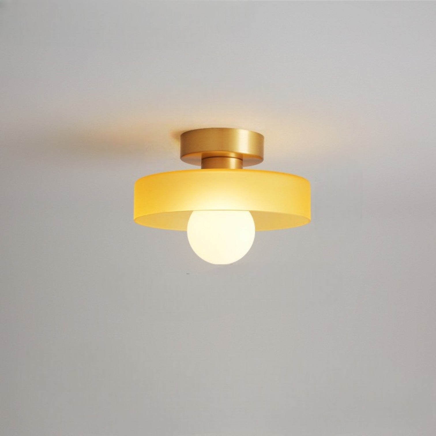 French Bauhaus Ceiling Light | Modern Brass & Glass LED Fixture