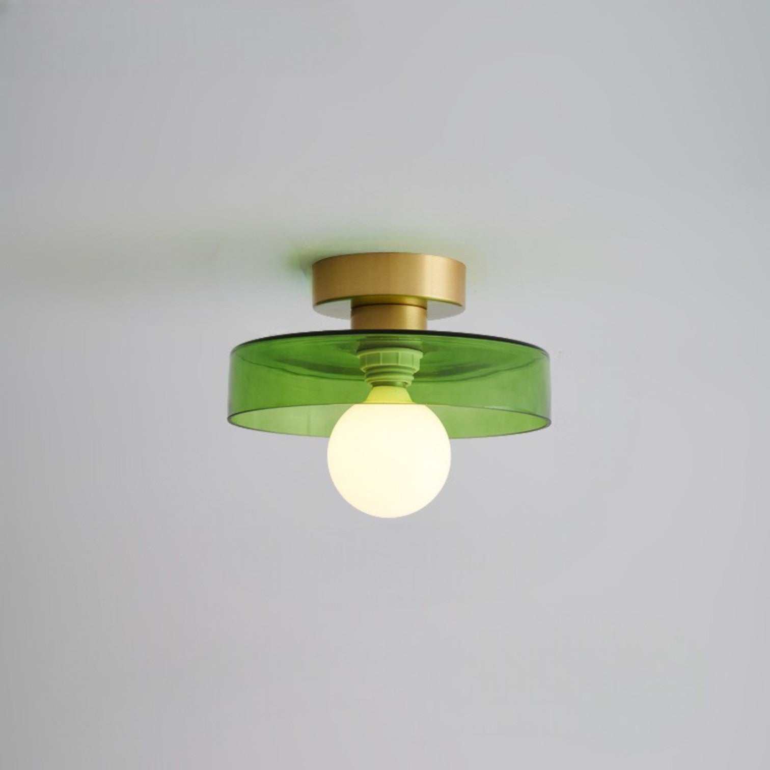 French Bauhaus Ceiling Light | Modern Brass & Glass LED Fixture