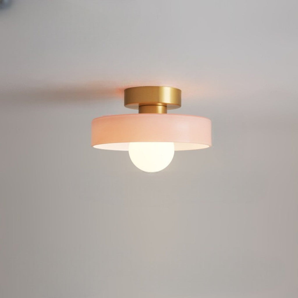 French Bauhaus Ceiling Light | Modern Brass & Glass LED Fixture