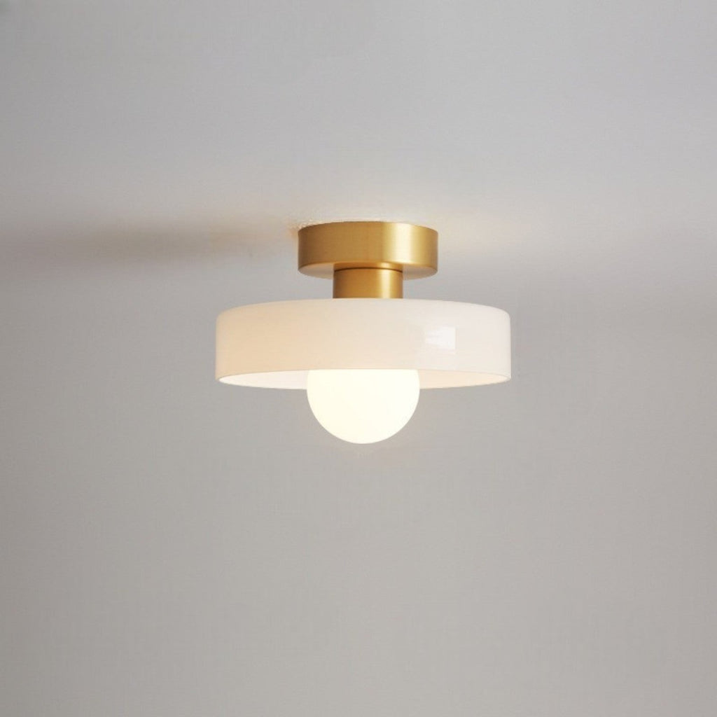 French Bauhaus Ceiling Light | Modern Brass & Glass LED Fixture
