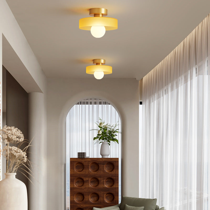 French Bauhaus Ceiling Light | Modern Brass & Glass LED Fixture