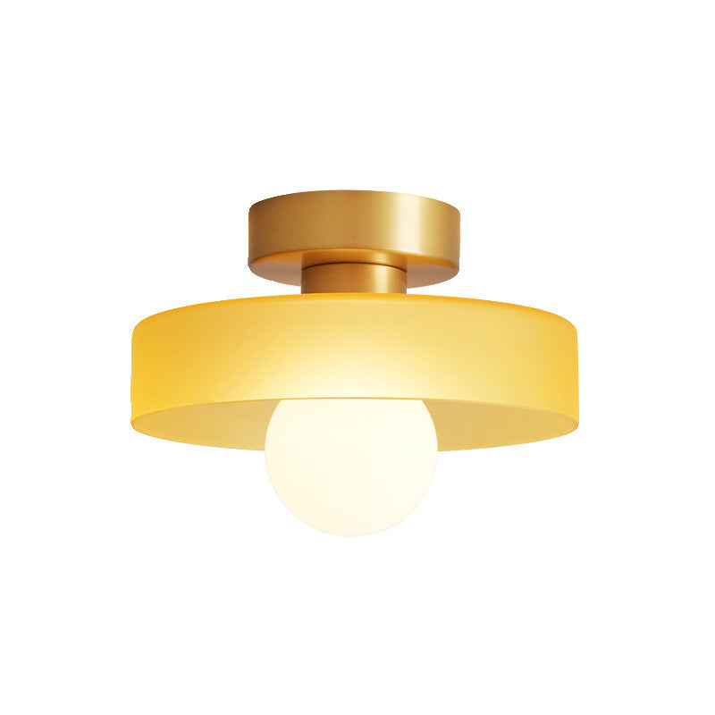 French Bauhaus Ceiling Light | Modern Brass & Glass LED Fixture
