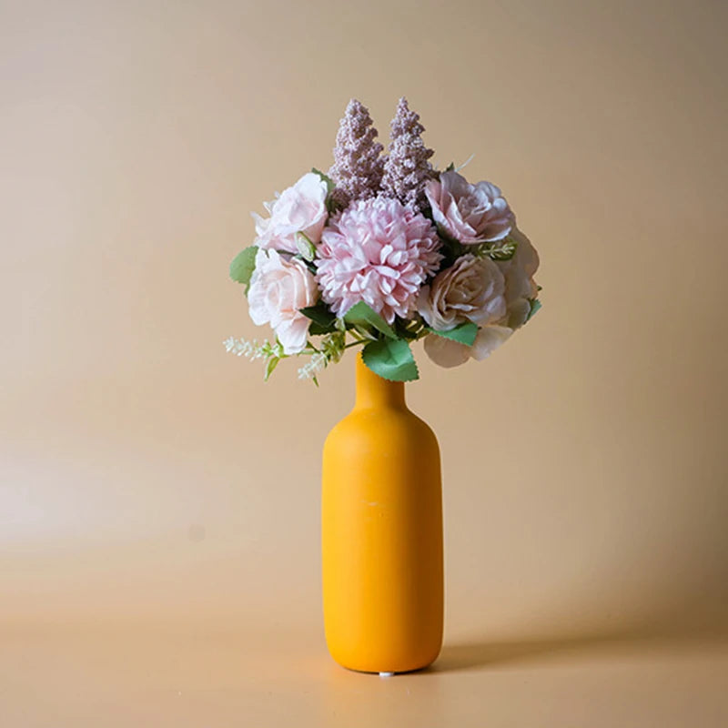 Nordic Ceramic Vase Home Decor | Minimalist Solid Color Flower Vase
