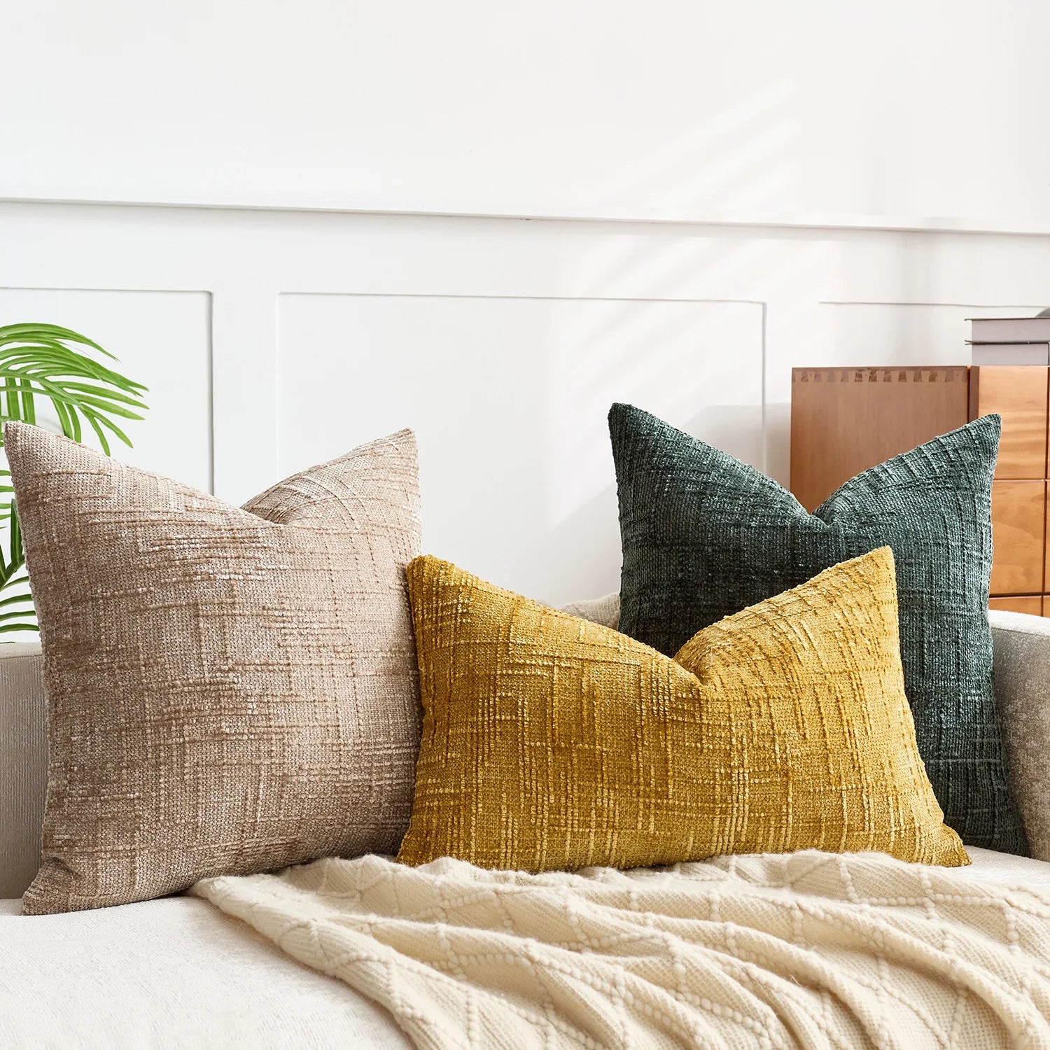Chenille Coarse Yarn Cushion Cover | Bamboo Textured Throw Pillow Case