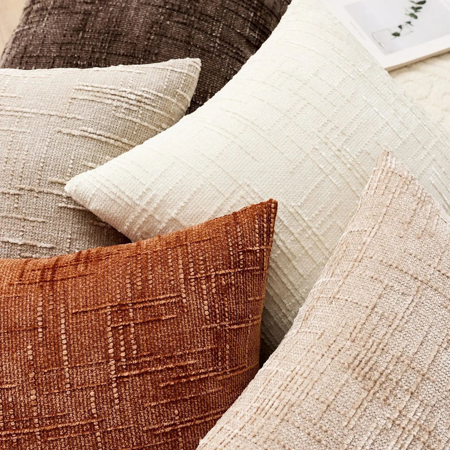Chenille Coarse Yarn Cushion Cover | Bamboo Textured Throw Pillow Case