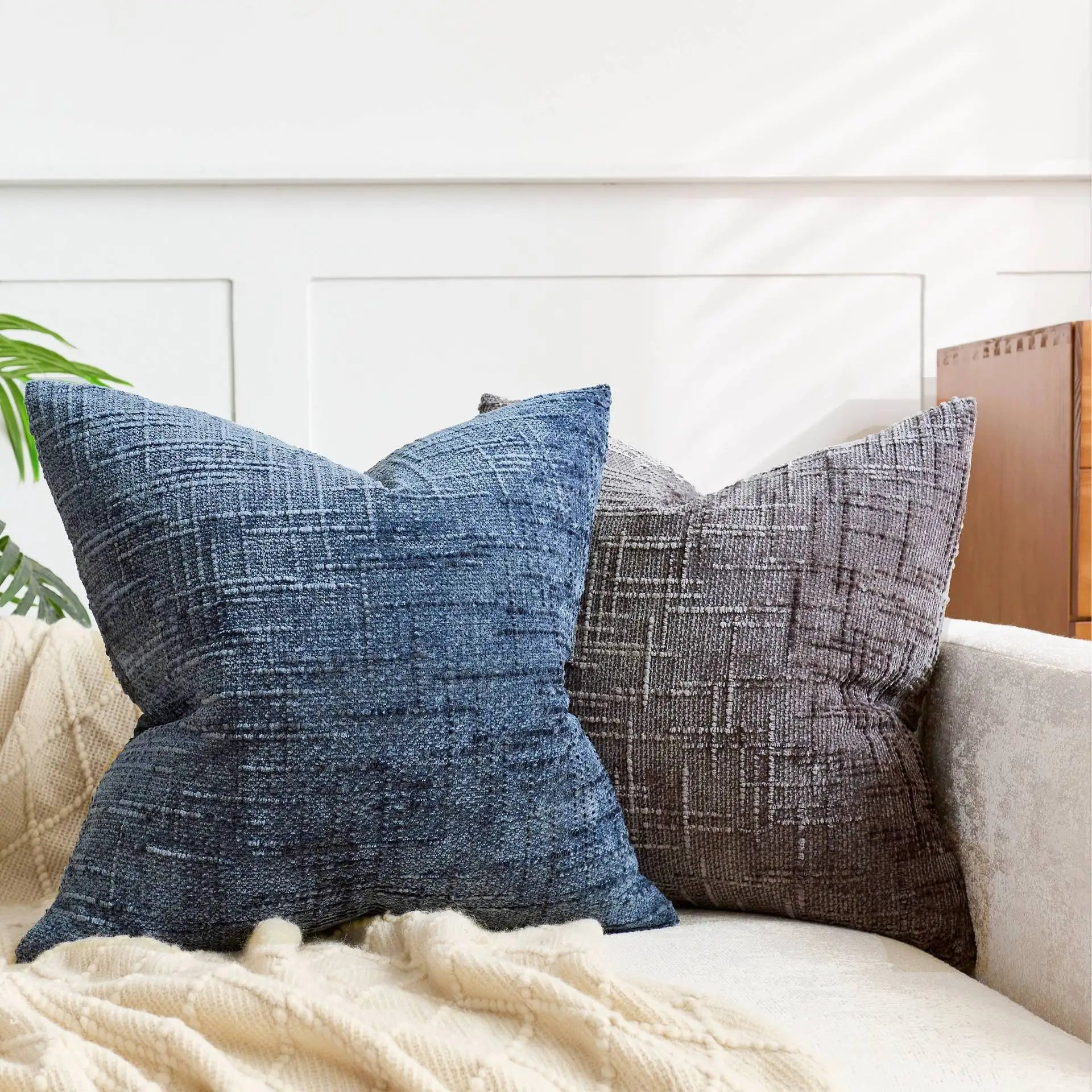 Chenille Coarse Yarn Cushion Cover | Bamboo Textured Throw Pillow Case